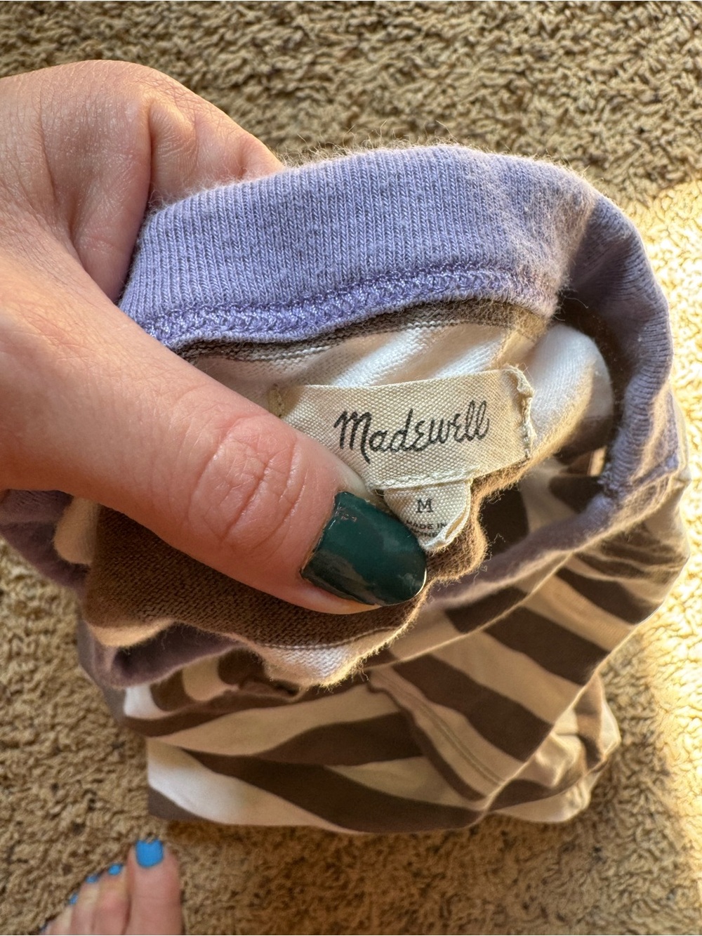 Madewell 100% cotton striped crop t shirt size medium - Picture 3 of 4